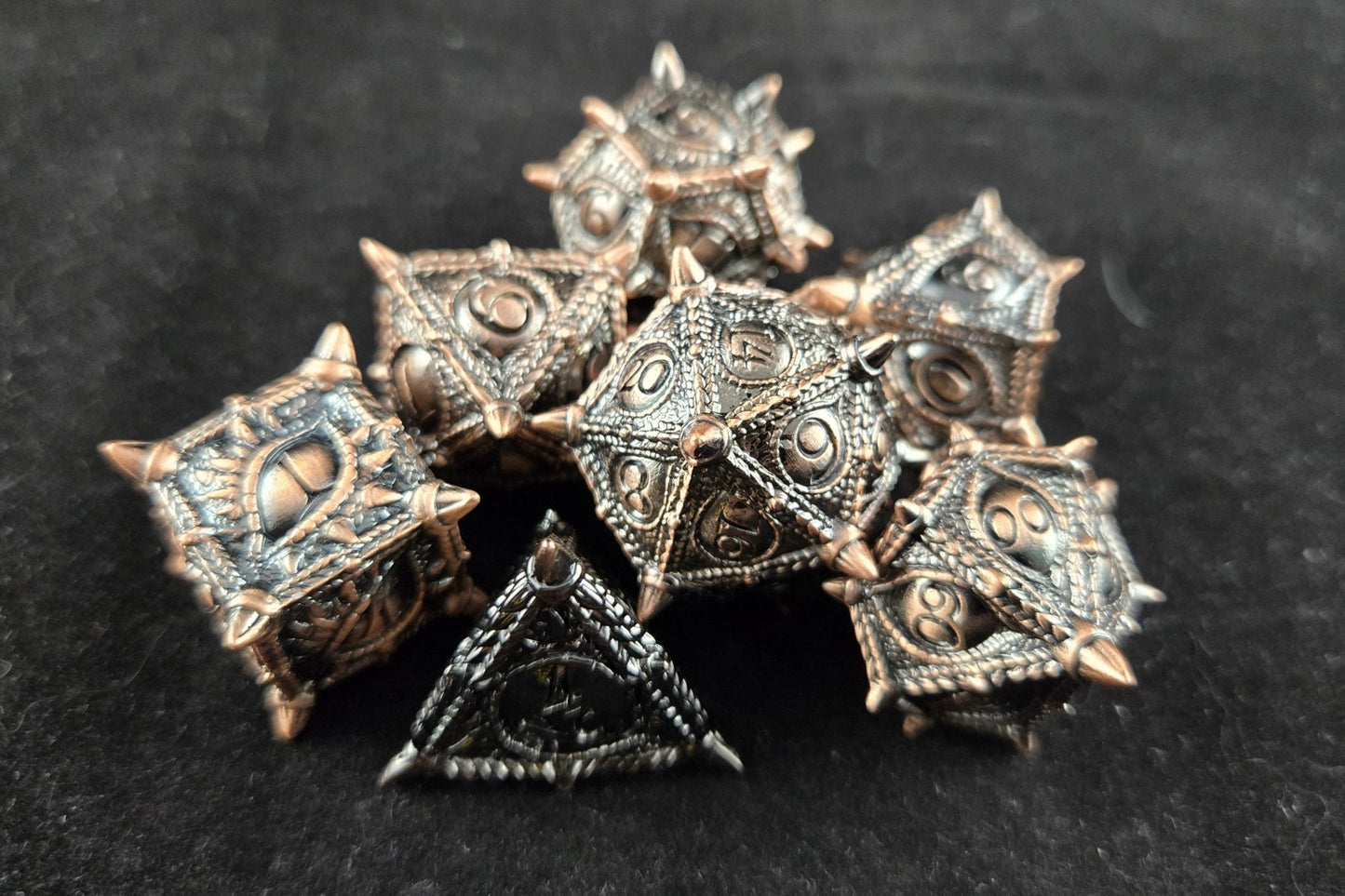 The Dragon's Gaze - Metal Dice Set for RPGs - D&D & Pathfinder