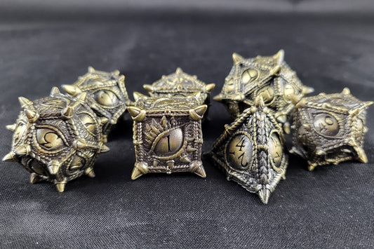 The Dragon's Gaze - Metal Dice Set for RPGs - D&D & Pathfinder