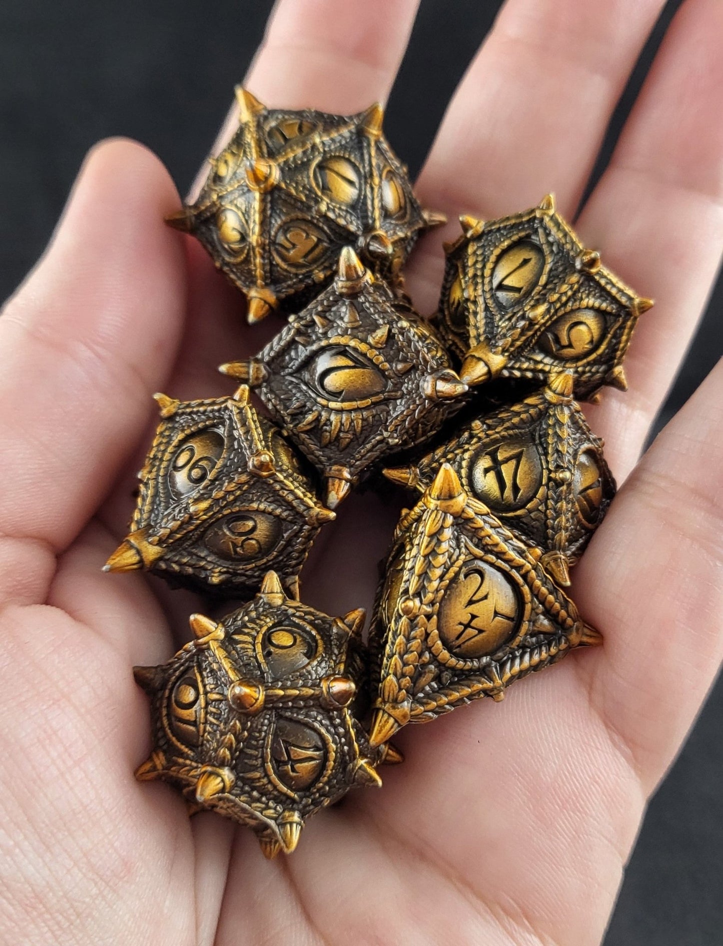 The Dragon's Gaze - Metal Dice Set for RPGs - D&D & Pathfinder