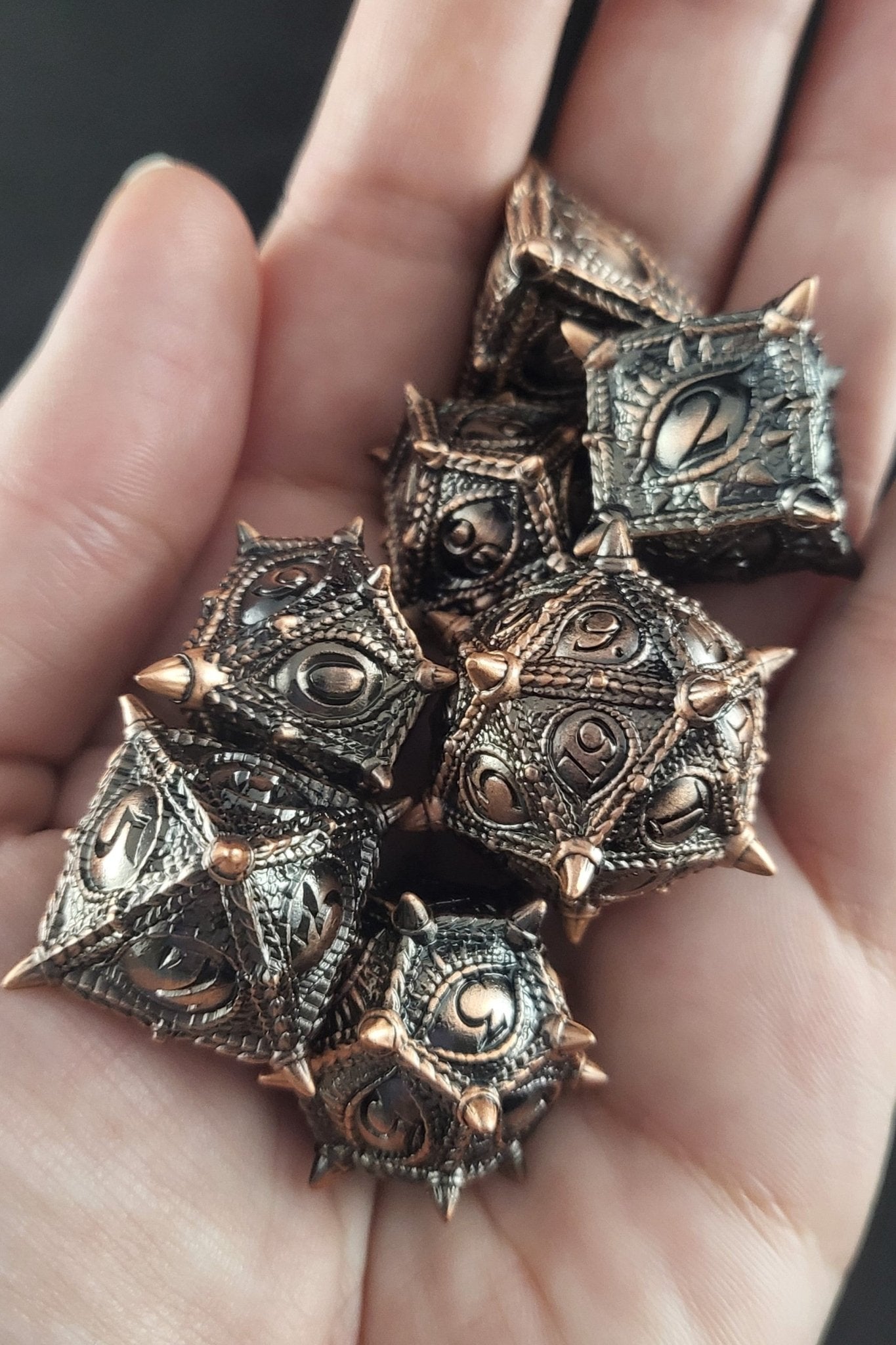 The Dragon's Gaze - Metal Dice Set for RPGs - D&D & Pathfinder